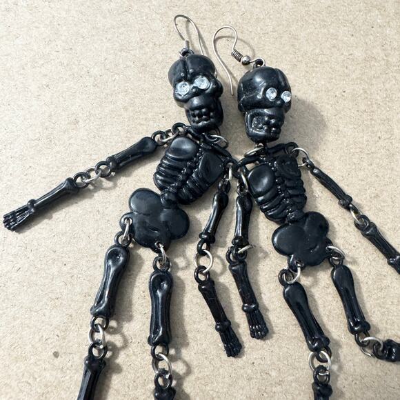 Skeleton Halloween Earrings Pierced - Picture 2 of 9